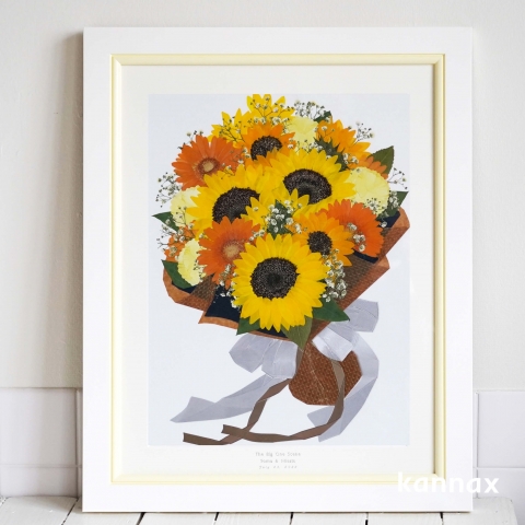 押し花専用額 押し花アート ひまわり　さくらおまとめ 夏を象徴するお花＜ヒマワリ＞が素敵な押し花～グランデ～のご