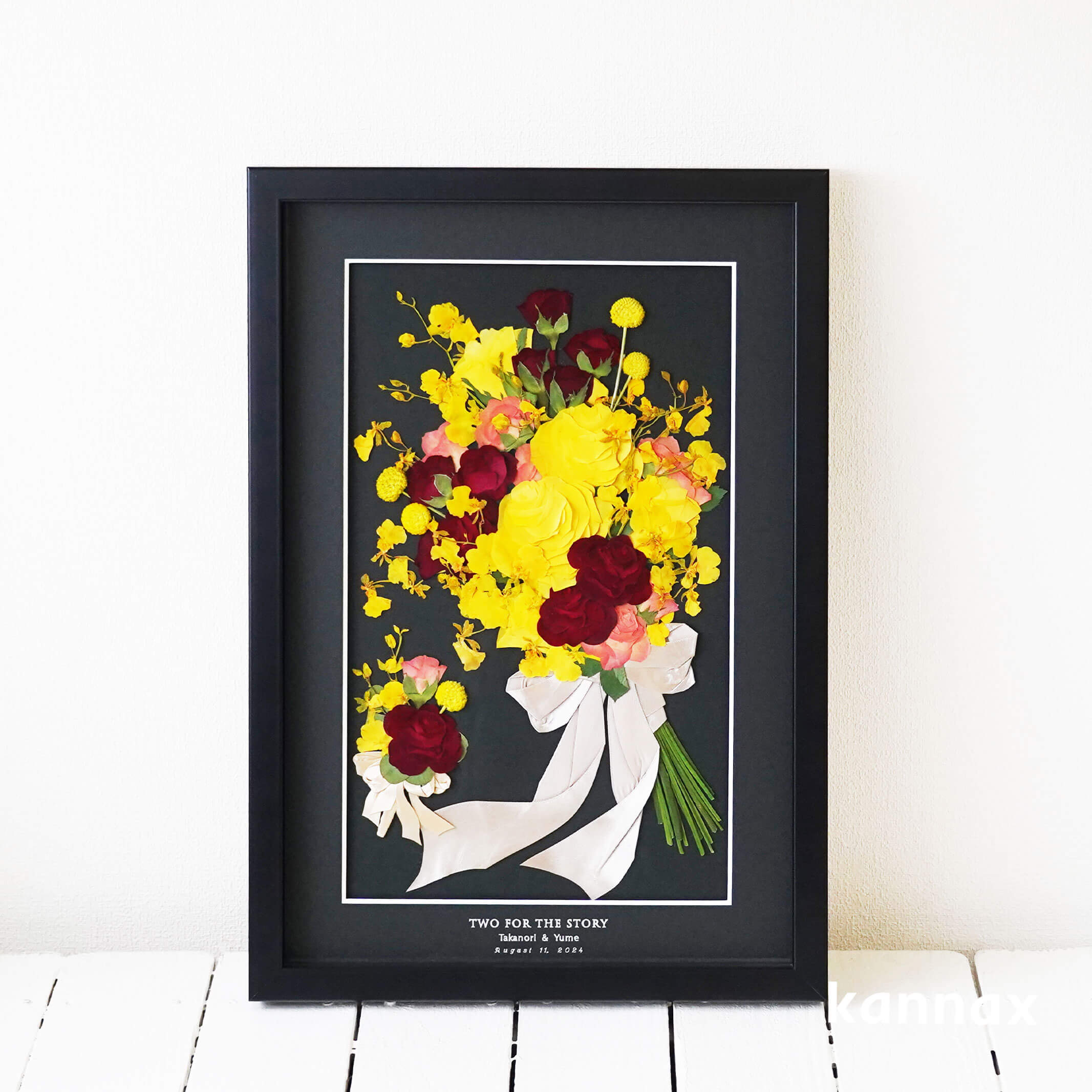 押し花アート　アフターブーケ　帝国ホテルロゴ入り 押し花アートアフターブーケ帝国ホテルロゴ入り